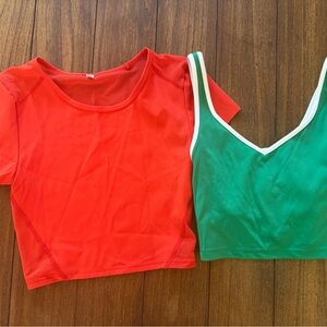 Aerie bundle red top sheer in back and green tank